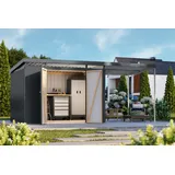 Gerätehaus KARIBU "Argonium 3 SET mit Anbaudach", anthrazit, Gerätehäuser, Metall