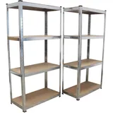 TRUTZHOLM 2X Schwerlastregal 160x80x40 cm | 4 Ebenen, 320 kg Tragkraft, mit Regalverbindern | Steckregal Archivregal Lagerregal Kellerregal Metallregal Regal Garagenregal