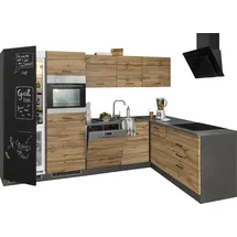 kochstation Winkelküche L-Form 290 cm grau