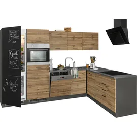 kochstation Winkelküche L-Form 290 cm grau