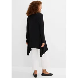 bonprix Shirtjacke bequeme Passform, Zipfelsaum, aus Viskose-Mischung, Casual Stil schwarz L (44/46)