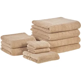 Beliani MITIARO Handtuchset 9-tlg. sandbeige