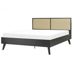 Bett mit Lattenrost Rattan MONPAZIER 160 x 200 cm Schwarz