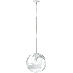 Relaxdays Hängeleuchte Kugel, Pendelleuchte im Globus Design, höhenverstellbare Deckenlampe aus Metall, Ø 30 cm, weiß
