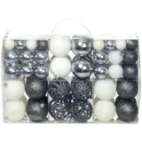 vidaXL 100-tlg. Weihnachtskugel-Set 3/4/6 cm Weiß/Grau
