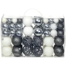 vidaXL 100-tlg. Weihnachtskugel-Set 3/4/6 cm Weiß/Grau