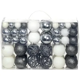 vidaXL 100-tlg. Weihnachtskugel-Set 3/4/6 cm Weiß/Grau