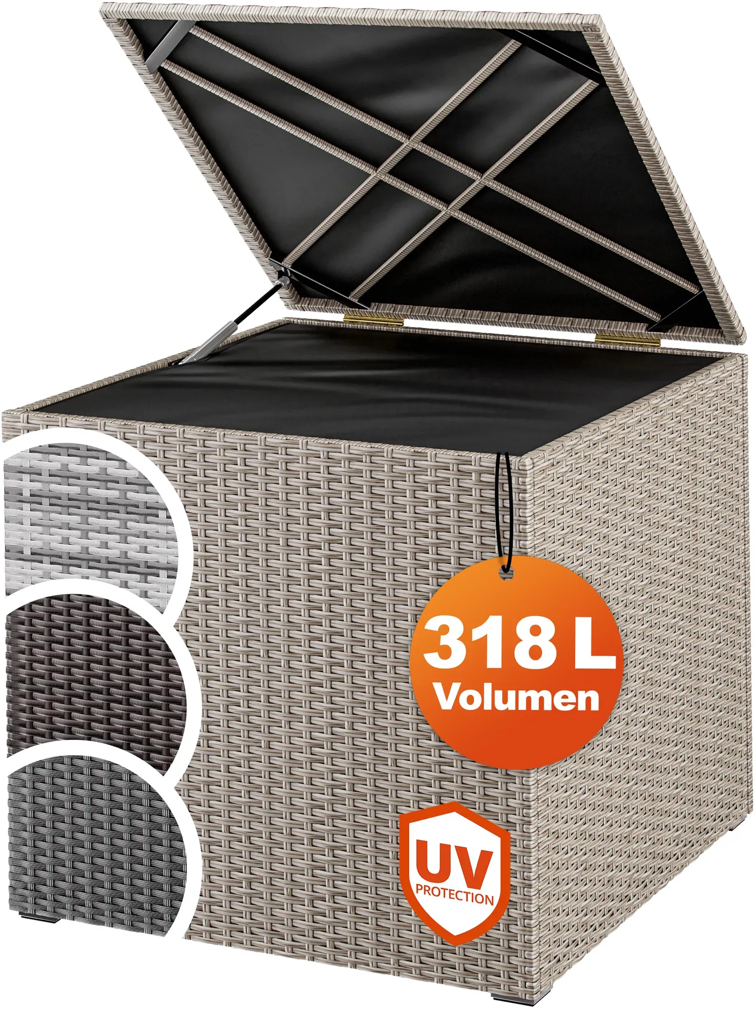 Rattan Garden Storage Box Cream 318L