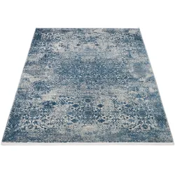 Teppich »BOSTON«, rechteckig, 8 mm Höhe, exclusive  DELUXE COLLECTION hochwertig gekettelt Fransen, 11938639-0 blau 8 mm