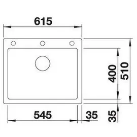 Blanco Pleon 6 mittig Einbau von Oben schwarz Handbetätigung 615 x 510 mm