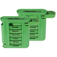 Medikamentendosierer grün Tablettenbox 2er Set (=2Stück) Tablettendosierer Pillendose 7 Tage Medikamenten Dosierer Original Tiga-Med Qualität