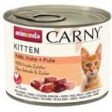 Carny Katzen Nassfutter Kitten Kalb + Huhn + Pute (12 x 200g), Kitten Katzen Nassfutter ohne Getreide und Zucker von animonda für wachsende Kätzchen bis 1 Jahr, mit frischen Zutaten