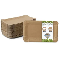 BIOZOYG 3000 Stück Einwegteller 10 x 16 cm Pappteller, biologisch abbaubar, braun, rechteckig, recyclingfähig, robust Bioteller, Einweggeschirr