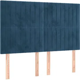 vidaXL Boxspringbett mit Matratze & LED Dunkelblau 140x200 cm Samt