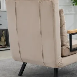 Homcom Schlafsessel mit Schlaffunktion Polyester 63 x 81 x 73 cm Beige mit Kissen