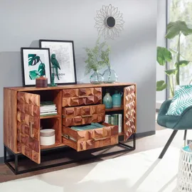 Casavanti Mid.you Sideboard, Sheesham, massiv, 2 Fächer, 3 Schubladen, 145x81x45 cm, stehend, handgemacht, Holzmöbel, Kleinmöbel Holz, Holzkommoden, Sideboards Holz