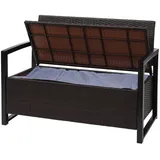 Mendler HWC-F39 2er Sitzbank 120 x 60 x 45 cm Braun/Grün