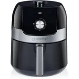 Alpina Airfryer 3,5L Heißluftfritteuse 1400W Temperatur Einstellbar von 80 bis 200 °C - für 3 bis 5 Personen - Backofenmit Timer bis 60 Min - Spülmaschinefreundlich - Metal - Schwarz