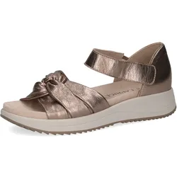 Riemchensandale CAPRICE, Damen, Gr. 41, grau (taupe metallic), Leder, sportlich, Schuhe, Keilsandalette, Sommerschuh, Bequemschuh mit Klettverschluss