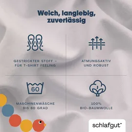 schlafgut Casual Mini Spannbettlaken für Baby- & Kinderbett, 60x120cm - 70x140cm, Spannbetttuch 100% Bio-Baumwolle, Sand Light