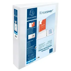 Exacompta 51844E 10x Ringbuch aus festem PP 2,3mm, 4 Ringe 50mm Rücken 75mm, 3 Außen- und 2 Innenhüllen, 32x29,5cm A4 MAXI - Kreacover - Weiß