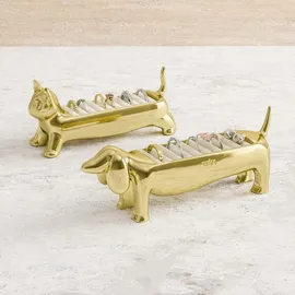 Umbra Dachsie Ringhalter, Moderner Ringhalter in Form eines Dackels für 9 Ringe, Messing