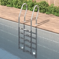 Yolola Poolleiter Edelstahl 5 Stufen - WEIT, Edelstahl 304, für eingelassene Schwimmbecken,54x38x211 cm