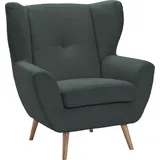 exxpo - sofa fashion Sessel »ALVESTA, Ohrensessel, Loungesessel mit hohem Sitzkomfort«, gemütliche Rückenlehne, mit Knopfheftung und hohen Holzfüßen, in Cord