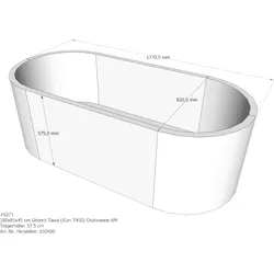 Badewannenträger für Geberit Tawa (iCon T450) 180 × 85 × 45 cm