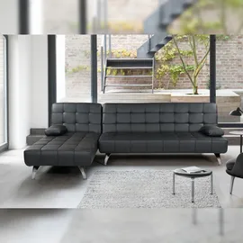 Mendler Schlafsofa HWC-K22, Couch Ecksofa Sofa, Liegefläche links/rechts Schlaffunktion 236cm - Kunstleder schwarz