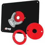 Kreg Frästisch Einlegeplatte Vorgebohrt 298 x 235 x 9 mm + 3x Reduzierring 25 mm / 30 mm / 67 mm