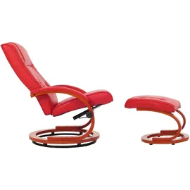Mendler Fernsehsessel Pescatori Kunstleder 66 x 104 x 66 cm Rot mit Hocker