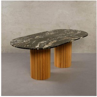 MAGNA Atelier Esstisch Montana mit Marmor Tischplatte, Küchentisch, Eichenholz Gestell, Dining Table 200x100x76cm schwarz