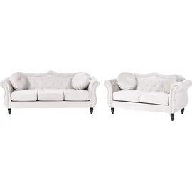 Beliani Sofa Set 5-sitzer Skien Samtstoff Hellbeige