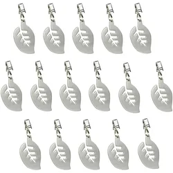 Relaxdays Tischdeckenbeschwerer, 16er Set, Blatt Motiv, Gewicht für Tischdecke, Gardinenbeschwerer, Edelstahl, silber