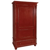 Casa Padrino Landhausstil Kleiderschrank Antik Rot 103 x 54 x H. 188 cm - Shabby Chic Massivholz Schlafzimmerschrank mit Tür und Schublade - Landhausstil Schlafzimmer Möbel