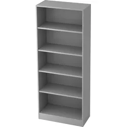 bümö office Regal grau, Standregal Holz - Aktenregal für Ordner & Bücher, Bücherregal 80 cm breit, 5 OH Regal Wand, Büroregal, Holzregal,