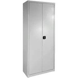 PROREGAL Flügeltürenschrank Owl mit Schlitzplatte | HxBxT 193x78x38cm | Lichtgrau