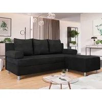 MIRJAN24 Schlafsofa Dover Cord, mit Schlaffunktion und Bettkasten, mit Chromfüße, Polsterhocker als Option schwarz