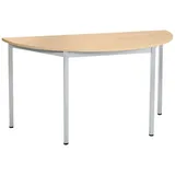 Sodematub Mehrzwecktisch ahorn, alu halbrund, Vierkantrohr alu, 140,0 x 70,0 x 74,0 cm