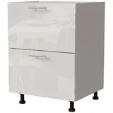 Feldmann-Wohnen Auszugsunterschrank Essen (D2A/60/1A, 2 Schubladen + Innenschublade, HETTICH InnoTech Atira, 1-St., moderne Optik, lackierte Fronten) 60x50x82cm weiß - weiß Hochglanz (ES-D2A/60/1A) weiß
