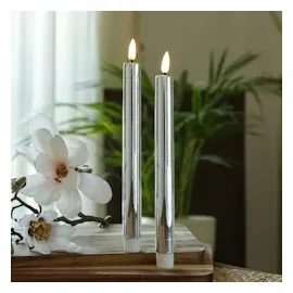 MARELIDA LED Stabkerzen 25 cm silber 2 St.