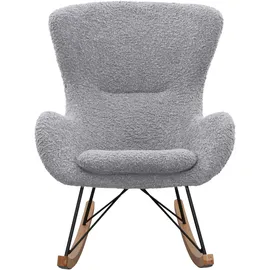 SalesFever Schaukelstuhl", grau |hellgrau B:75cm H:106cm T:102cm, 100% Polyester, Metall, Sessel, Schaukelsessel, In charmantem Teddyfell-Design