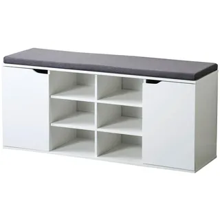 KESPER Schuhschrank mit Sitzkissen 103 x 48 x 30,5 cm weiß/grau