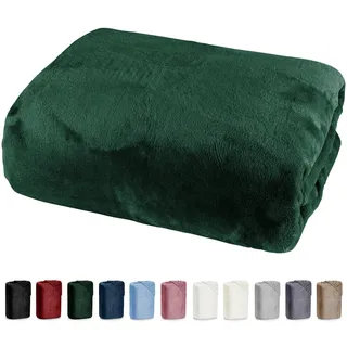 Heimtexland ® Winter Spannbettlaken Cashmere Touch I Breite 90-110 cm I kuschelig weich I warm I Spannbetttuch Nicky Fleece I Bettlaken Flanell Plüsch Oekotex Typ585 Tannengrün 100x200 Stretch