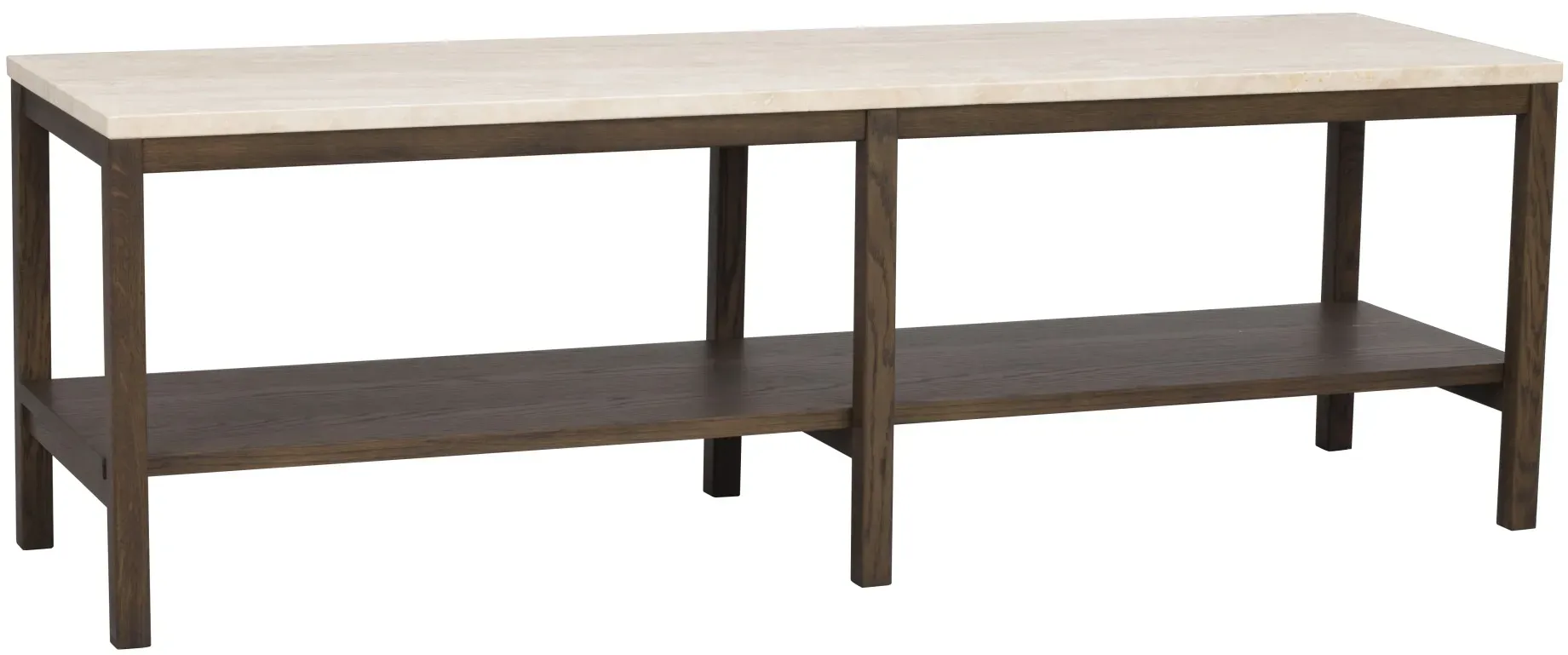 Konsole Orwel aus Travertin und Eiche, modernes Design, Braun, 140x40x45cm, FSC-zertifiziert