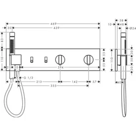 Hansgrohe ShowerComposition Duschthermostat 470/110 für 2 Verbraucher Edelstahl 12571800