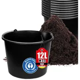 BigDean Mörtelkübel 10x Baueimer 12l mit Ausguss Garten Mörtel Beton Eimer Made in German, (10-tlg) schwarz