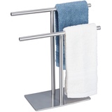 Relaxdays Handtuchständer stehend, HBT 31,5 x 28,5 x 12 cm, zweiarmiger Handtuchhalter, Schmuckständer Edelstahl, Silber