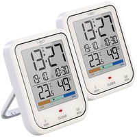 infactory LCD-Hygrometer: 2er-Set Digitale Badezimmer- & Duschuhren mit Thermo-/Hygrometer, IP65 (Küchen Bad Uhr, Baduhr Saugnapf, wasserdicht)